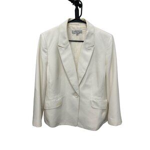 Kasper Womens White Blazer 14W One-Button Closure Professional Suit Jacket Made